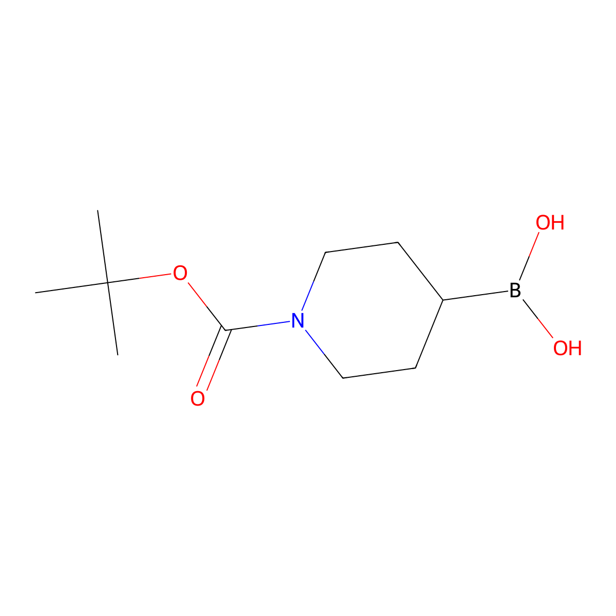 (1-(tert-Butoxycarbonyl)piperidin-4-yl)boronic acid molecular structure, CAS 1251537-39-9