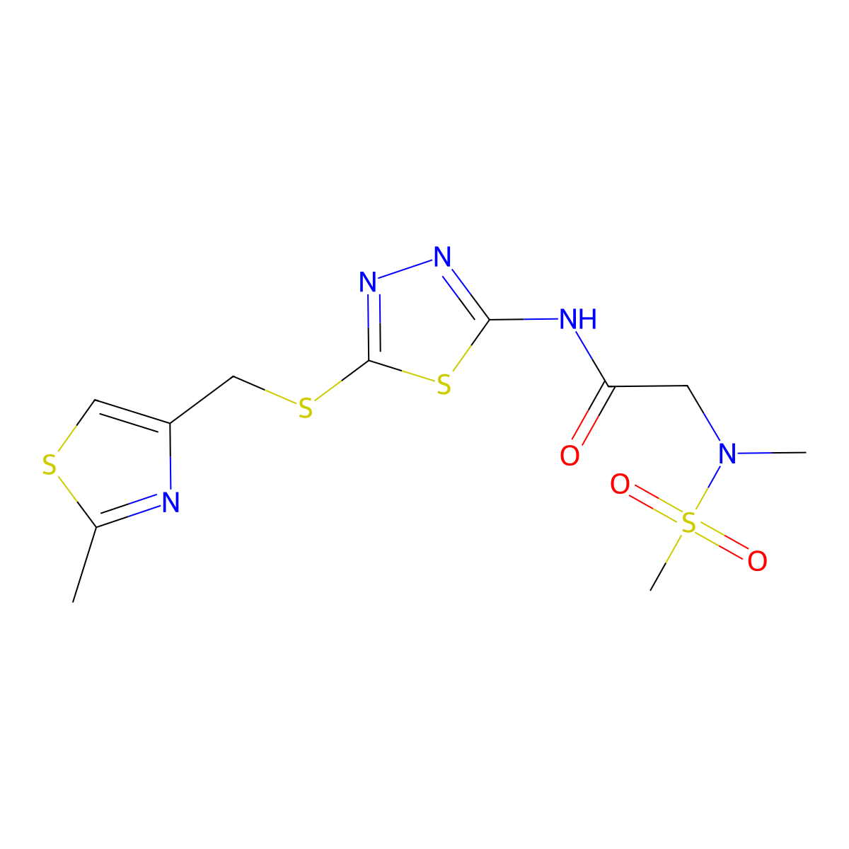 N-(5-{[(2-methyl-1,3-thiazol-4-yl)methyl]sulfanyl}-1,3,4-thiadiazol-2-yl)-2-(N-methylmethanesulfonamido)acetamide molecular structure, CAS 1251542-79-6