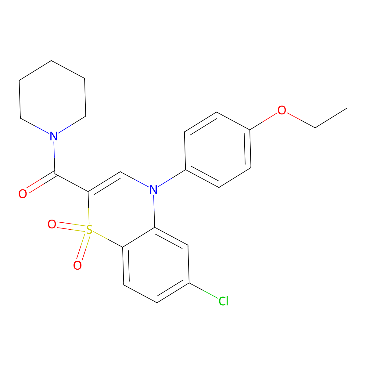 [6-chloro-4-(4-ethoxyphenyl)-1,1-dioxido-4H-1,4-benzothiazin-2-yl](piperidin-1-yl)methanone molecular structure, CAS 1251542-82-1