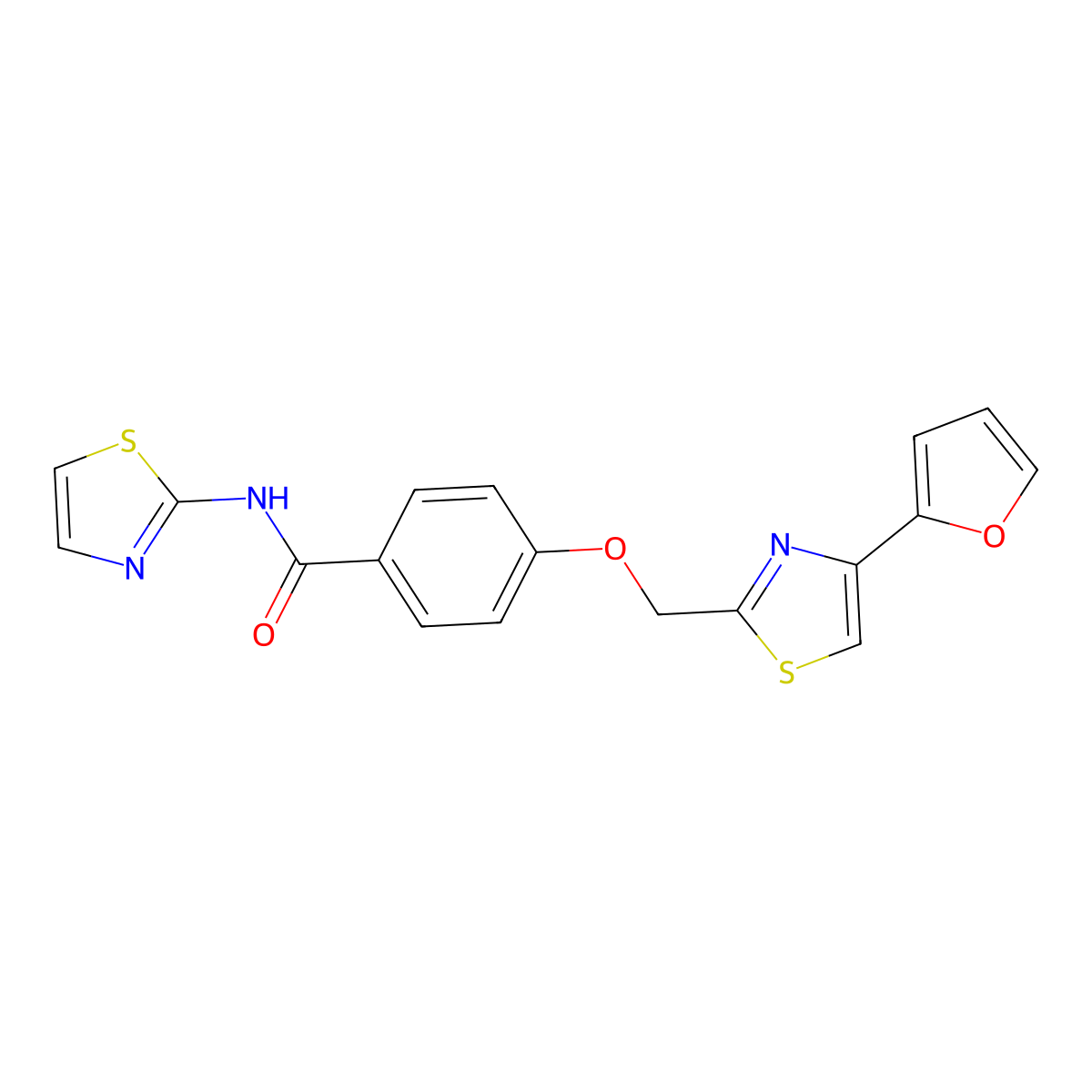 4-((4-(furan-2-yl)thiazol-2-yl)methoxy)-N-(thiazol-2-yl)benzamide molecular structure, CAS 1251542-83-2