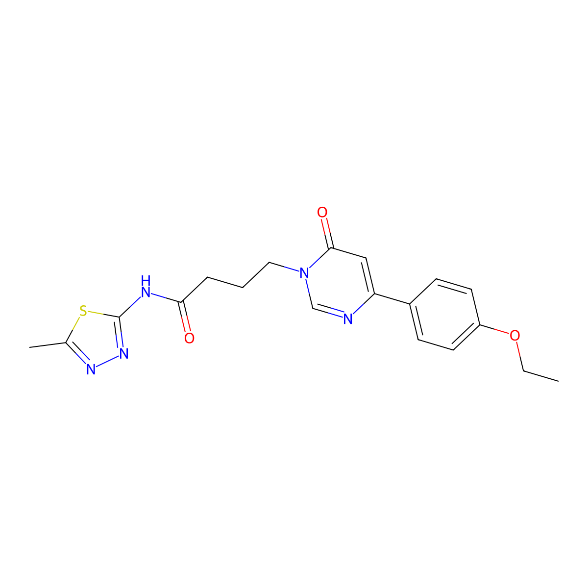 4-(4-(4-ethoxyphenyl)-6-oxopyrimidin-1(6H)-yl)-N-(5-methyl-1,3,4-thiadiazol-2-yl)butanamide molecular structure, CAS 1251542-96-7