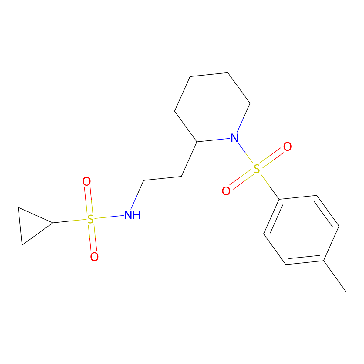 N-(2-(1-tosylpiperidin-2-yl)ethyl)cyclopropanesulfonamide molecular structure, CAS 1251543-01-7
