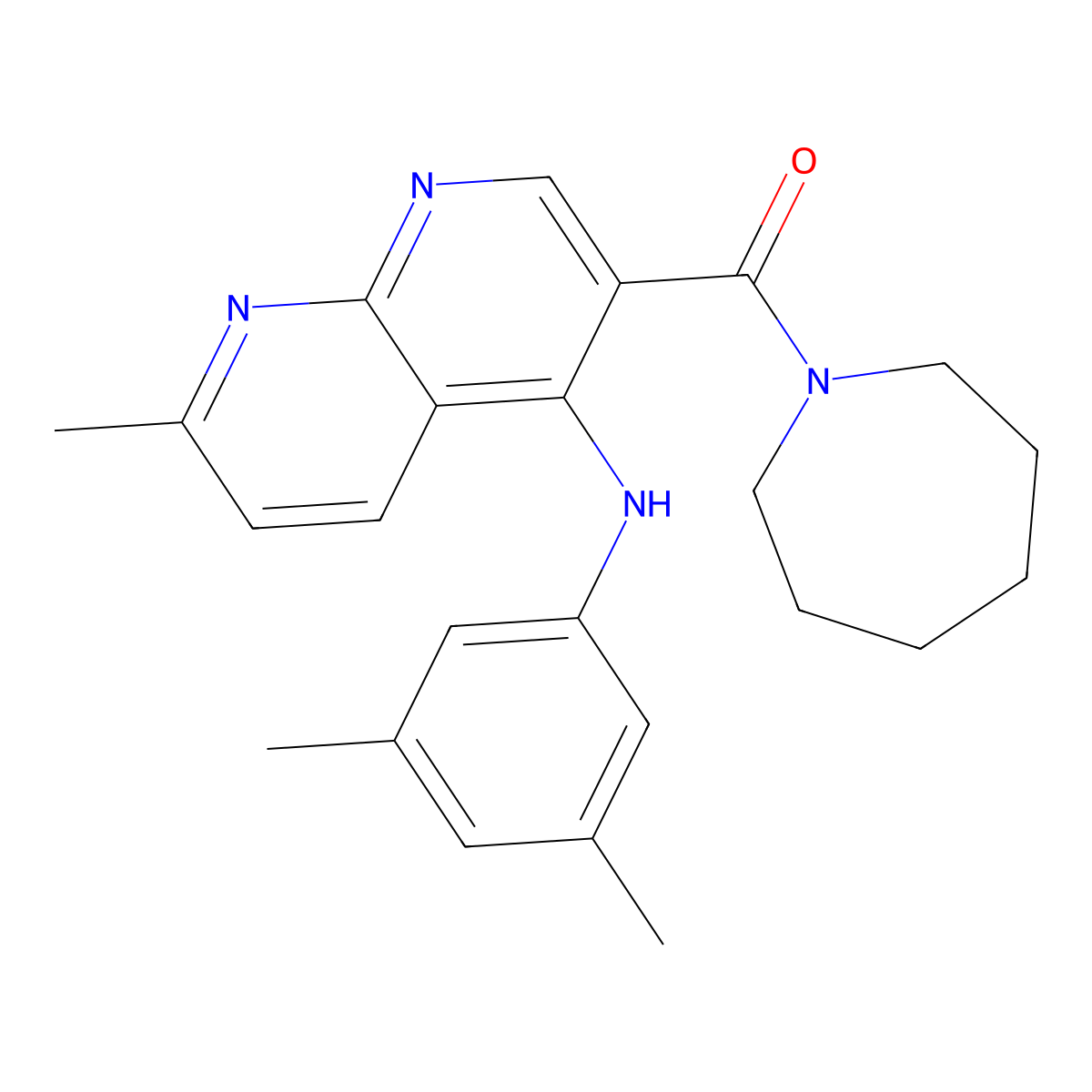 3-(azepane-1-carbonyl)-N-(3,5-dimethylphenyl)-7-methyl-1,8-naphthyridin-4-amine molecular structure, CAS 1251543-13-1