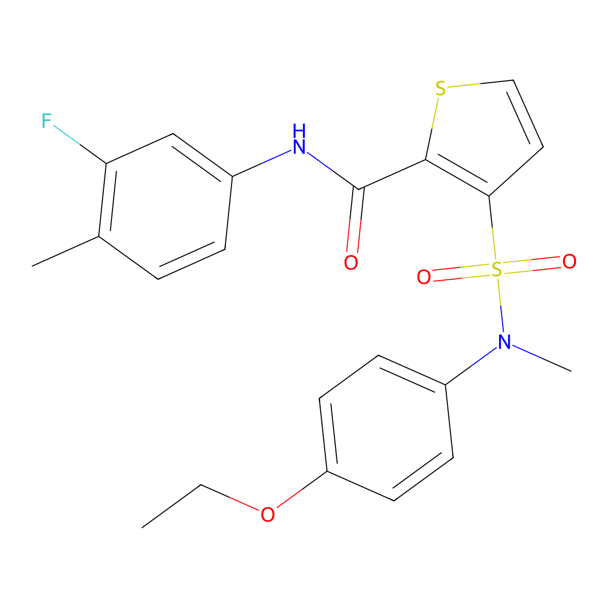 3-[(4-ethoxyphenyl)(methyl)sulfamoyl]-N-(3-fluoro-4-methylphenyl)thiophene-2-carboxamide molecular structure, CAS 1251543-16-4