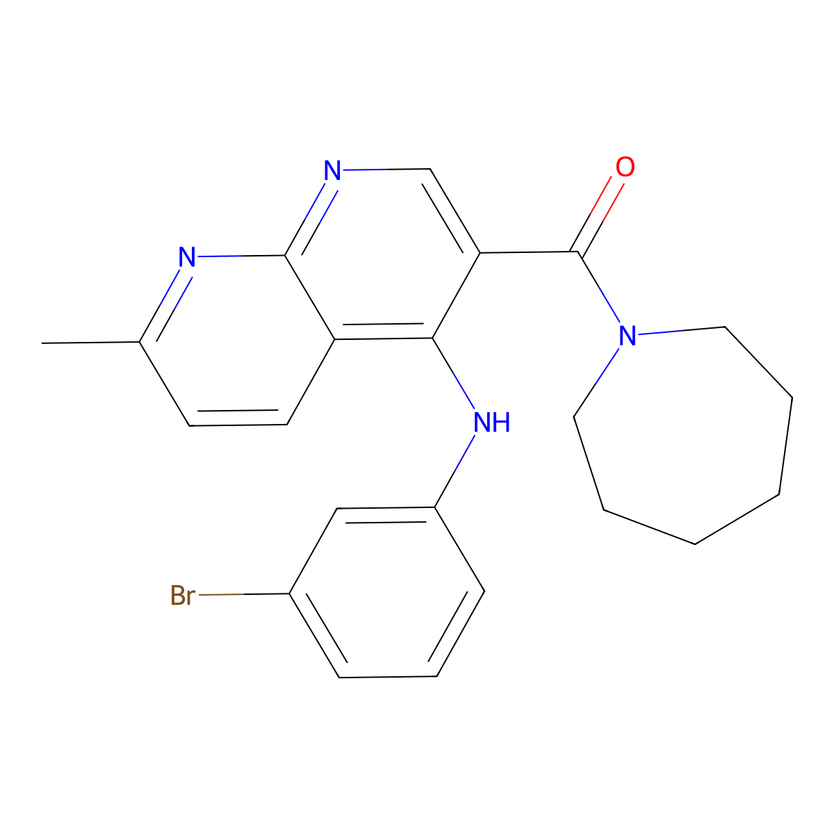 3-(azepane-1-carbonyl)-N-(3-bromophenyl)-7-methyl-1,8-naphthyridin-4-amine molecular structure, CAS 1251543-25-5