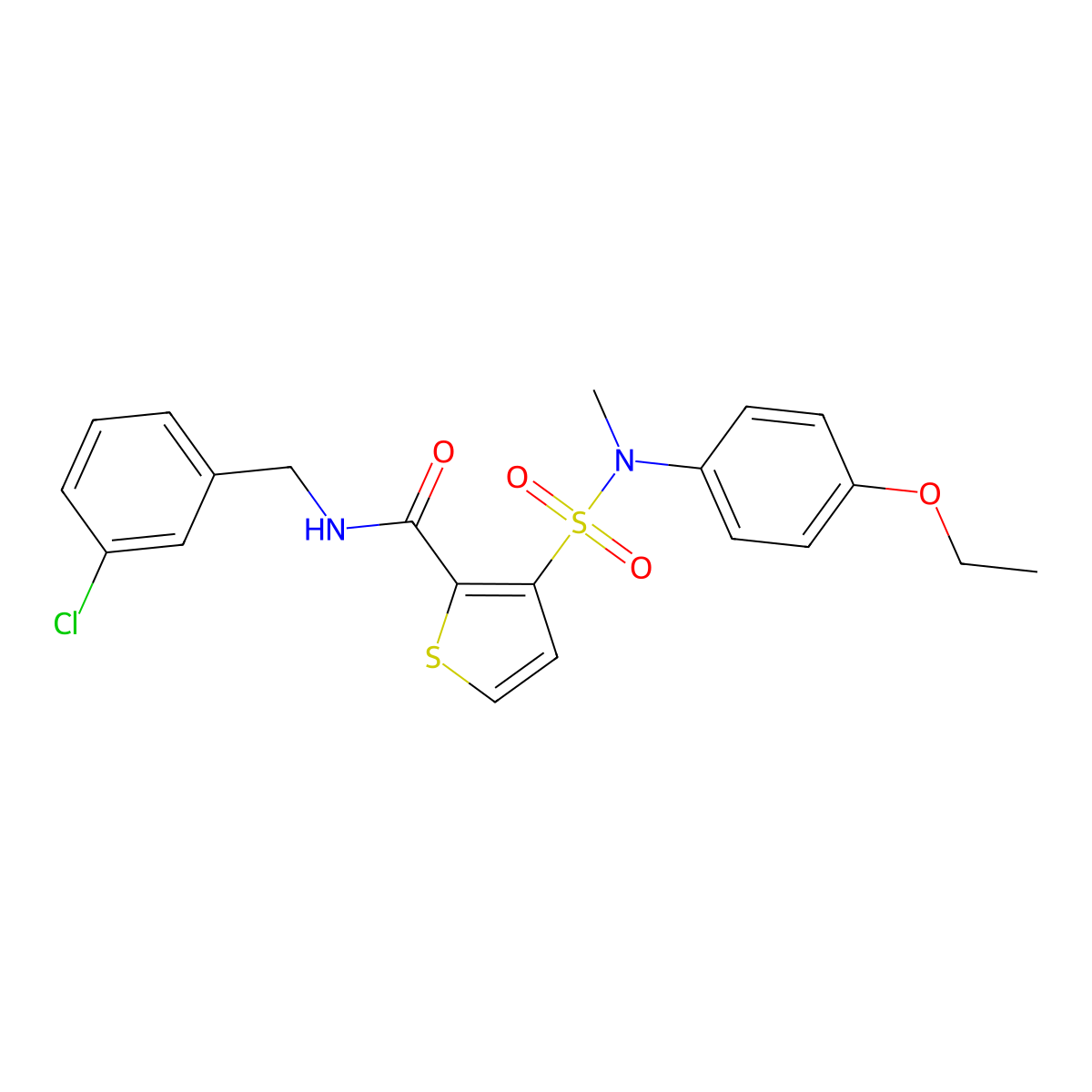 N-(3-chlorobenzyl)-3-[(4-ethoxyphenyl)(methyl)sulfamoyl]thiophene-2-carboxamide molecular structure, CAS 1251543-27-7