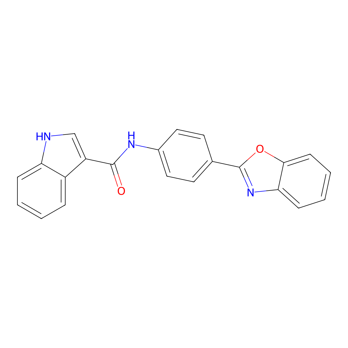 N-(4-(benzo[d]oxazol-2-yl)phenyl)-1H-indole-3-carboxamide molecular structure, CAS 1251543-33-5