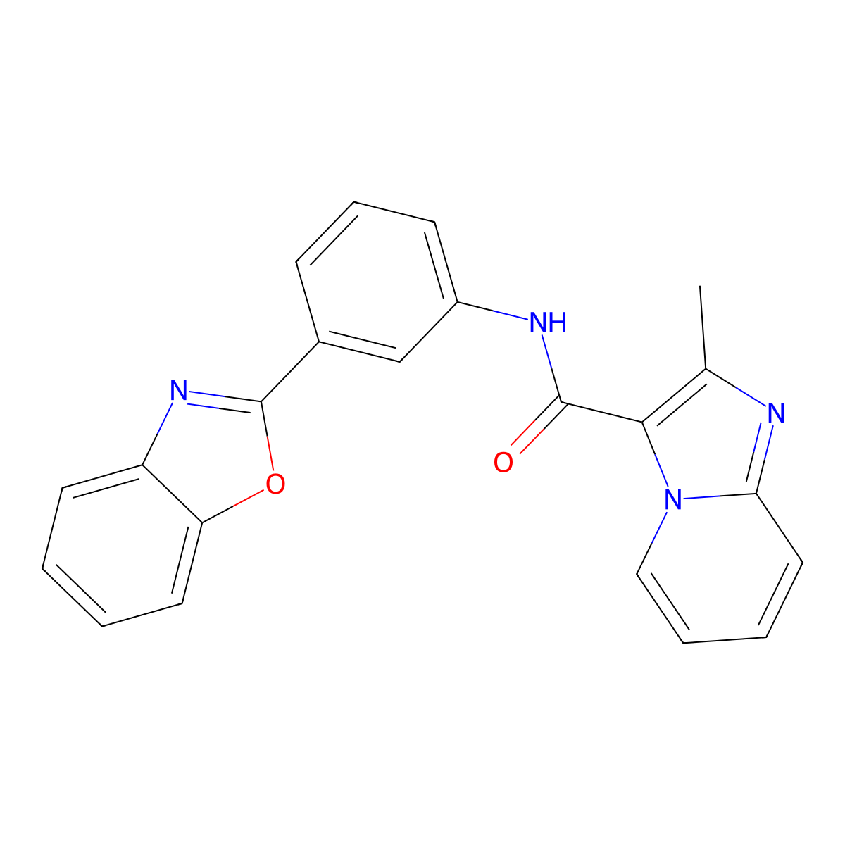 N-(3-(benzo[d]oxazol-2-yl)phenyl)-2-methylimidazo[1,2-a]pyridine-3-carboxamide molecular structure, CAS 1251543-46-0