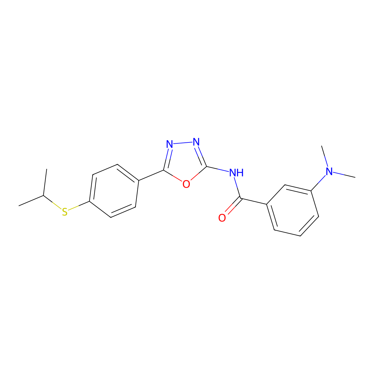 3-(dimethylamino)-N-(5-(4-(isopropylthio)phenyl)-1,3,4-oxadiazol-2-yl)benzamide molecular structure, CAS 1251543-51-7