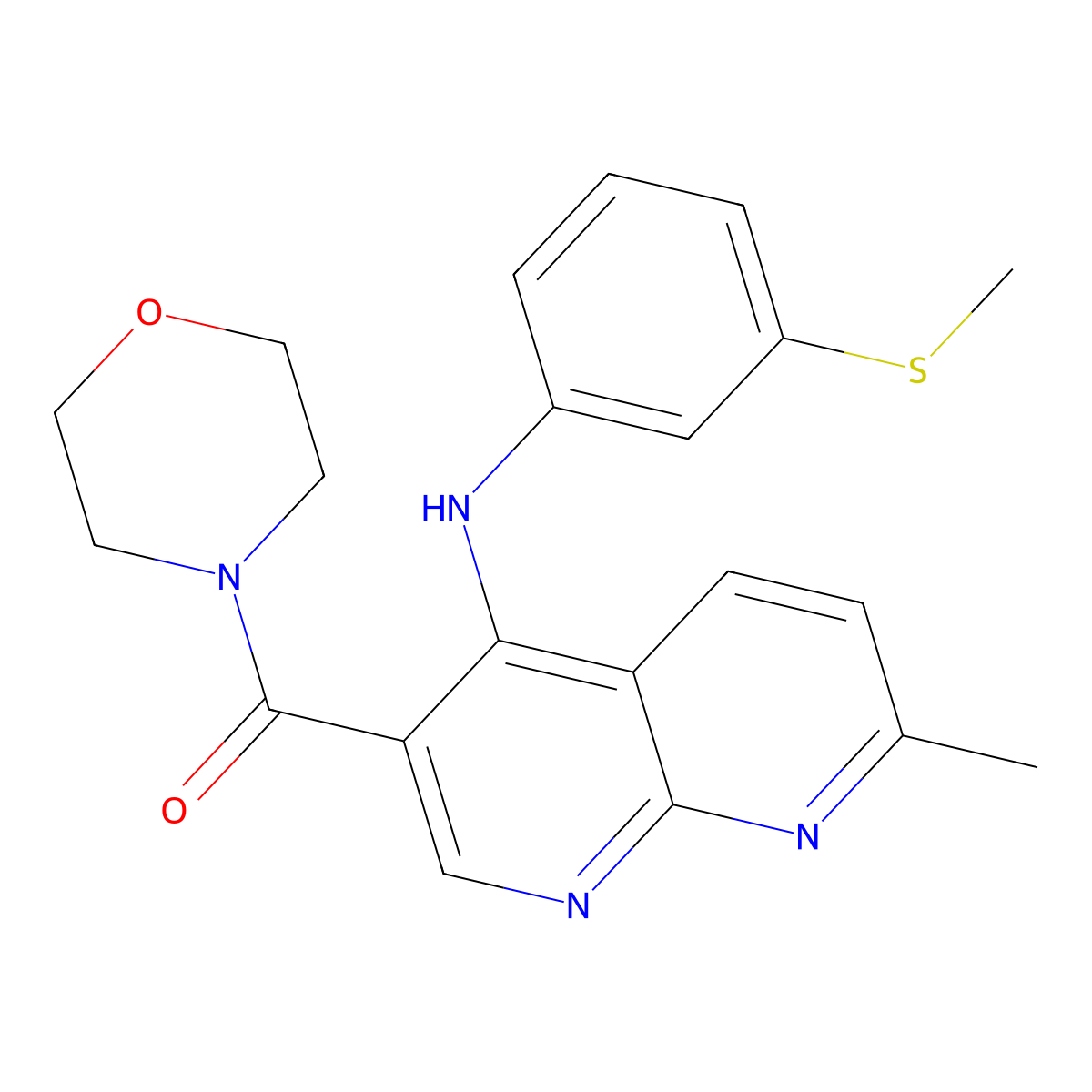 (7-Methyl-4-((3-(methylthio)phenyl)amino)-1,8-naphthyridin-3-yl)(morpholino)methanone molecular structure, CAS 1251543-57-3