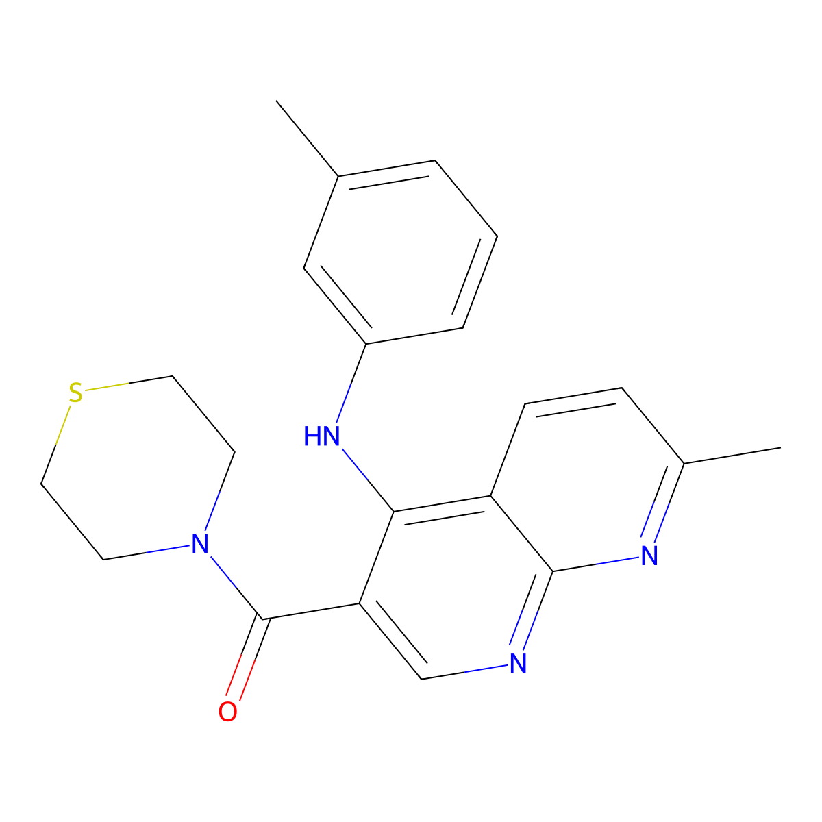 (7-Methyl-4-(m-tolylamino)-1,8-naphthyridin-3-yl)(thiomorpholino)methanone molecular structure, CAS 1251543-82-4