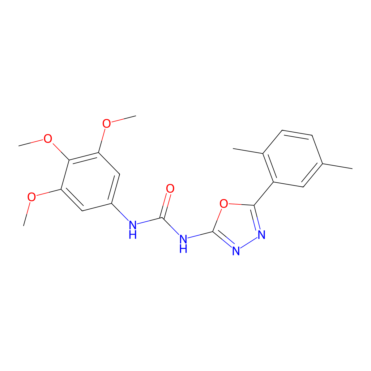 1-(5-(2,5-Dimethylphenyl)-1,3,4-oxadiazol-2-yl)-3-(3,4,5-trimethoxyphenyl)urea molecular structure, CAS 1251543-84-6