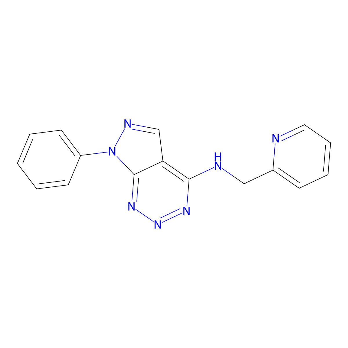 7-phenyl-N-(pyridin-2-ylmethyl)-7H-pyrazolo[3,4-d][1,2,3]triazin-4-amine molecular structure, CAS 1251543-86-8