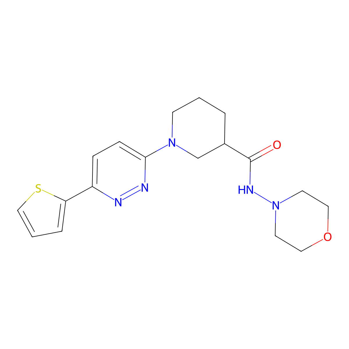 N-morpholino-1-(6-(thiophen-2-yl)pyridazin-3-yl)piperidine-3-carboxamide molecular structure, CAS 1251543-90-4