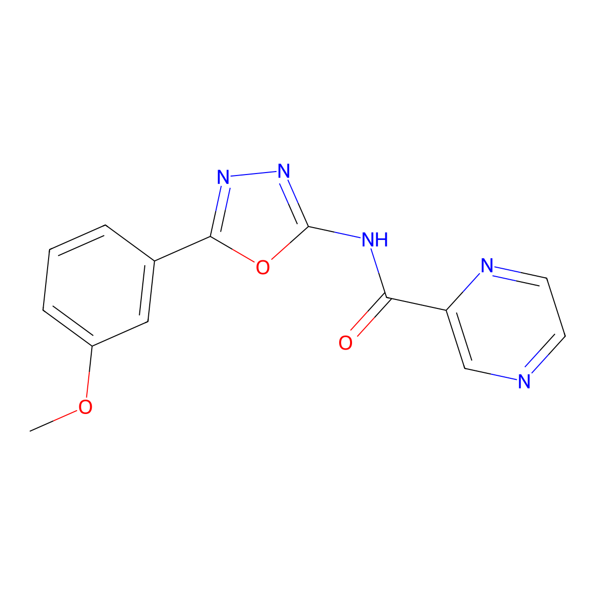 N-(5-(3-methoxyphenyl)-1,3,4-oxadiazol-2-yl)pyrazine-2-carboxamide molecular structure, CAS 1251543-94-8