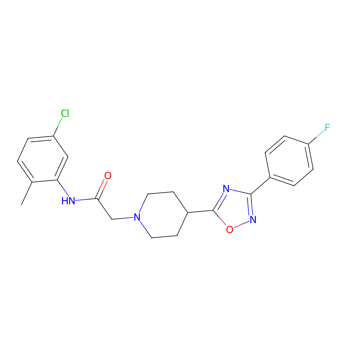 N-(5-Chloro-2-methylphenyl)-2-{4-[3-(4-fluorophenyl)-1,2,4-oxadiazol-5-YL]piperidin-1-YL}acetamide molecular structure, CAS 1251543-95-9