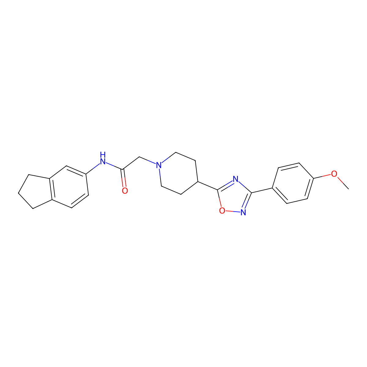 N-(2,3-dihydro-1H-inden-5-yl)-2-{4-[3-(4-methoxyphenyl)-1,2,4-oxadiazol-5-yl]piperidin-1-yl}acetamide molecular structure, CAS 1251544-00-9