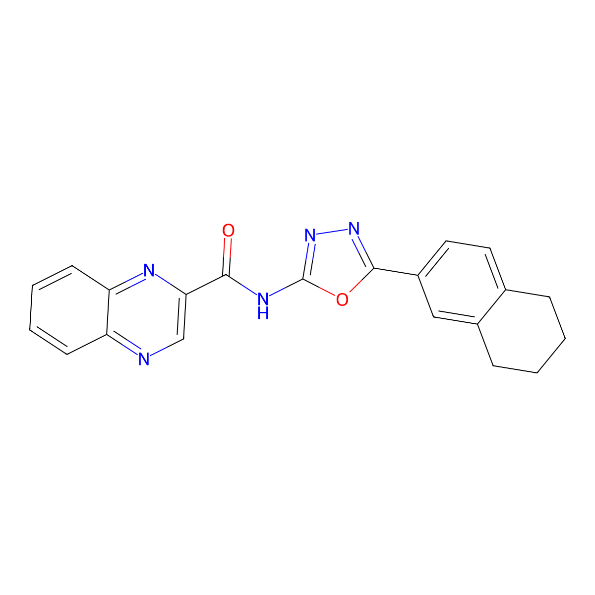 N-[5-(5,6,7,8-tetrahydronaphthalen-2-yl)-1,3,4-oxadiazol-2-yl]quinoxaline-2-carboxamide molecular structure, CAS 1251544-02-1