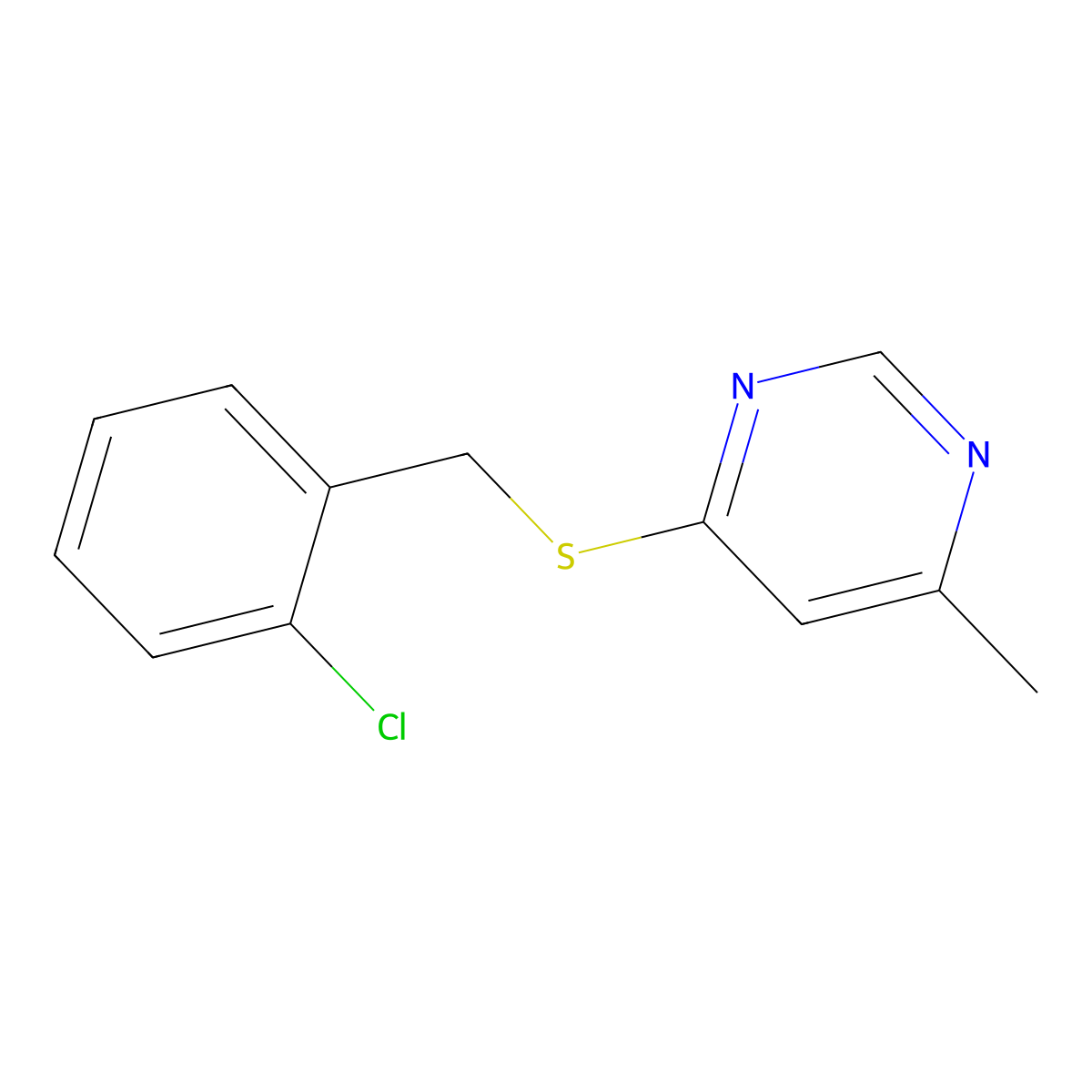 4-((2-Chlorobenzyl)thio)-6-methylpyrimidine molecular structure, CAS 1251544-17-8