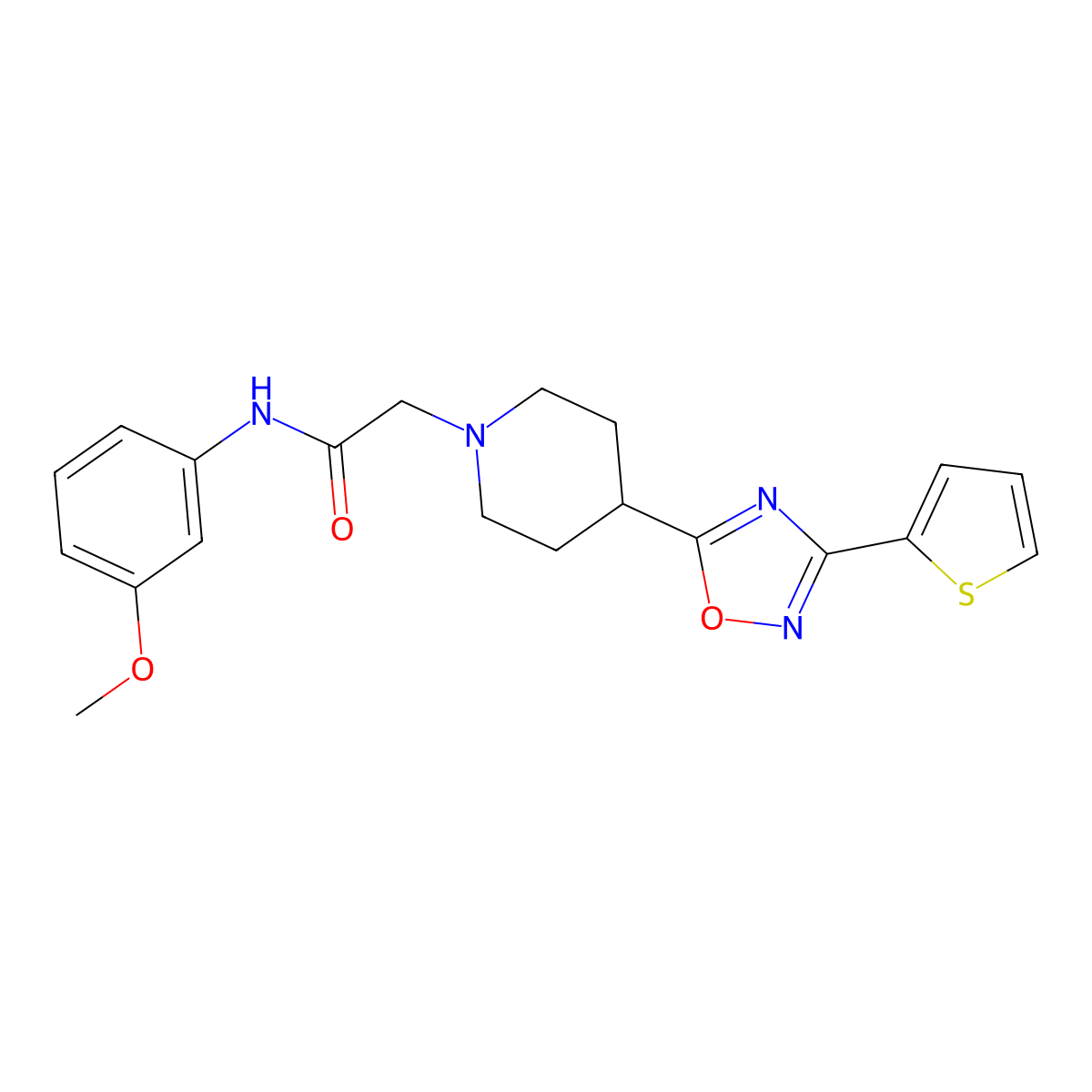 N-(3-methoxyphenyl)-2-{4-[3-(thiophen-2-yl)-1,2,4-oxadiazol-5-yl]piperidin-1-yl}acetamide molecular structure, CAS 1251544-20-3