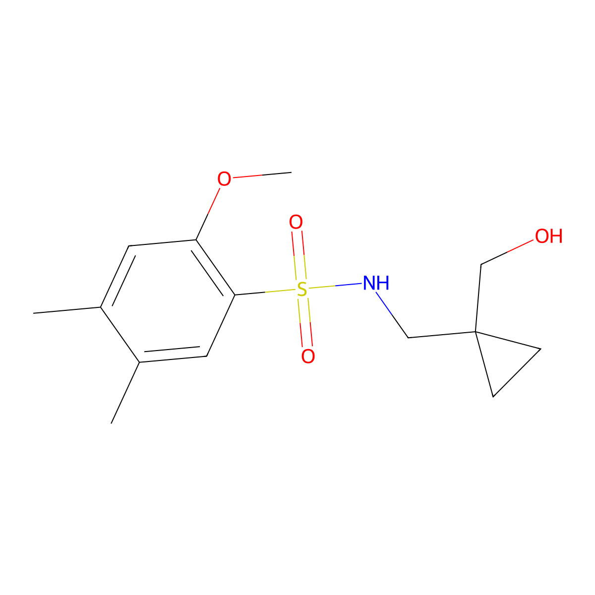 N-((1-(hydroxymethyl)cyclopropyl)methyl)-2-methoxy-4,5-dimethylbenzenesulfonamide molecular structure, CAS 1251544-39-4