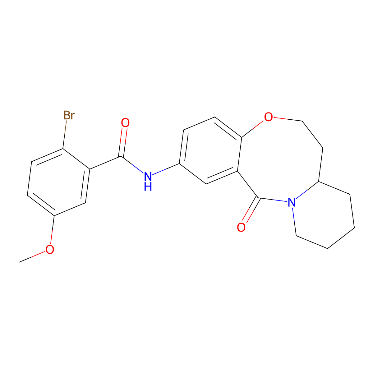 2-bromo-5-methoxy-N-{2-oxo-9-oxa-1-azatricyclo[10.4.0.0^{3,8}]hexadeca-3,5,7-trien-5-yl}benzamide molecular structure, CAS 1251544-46-3