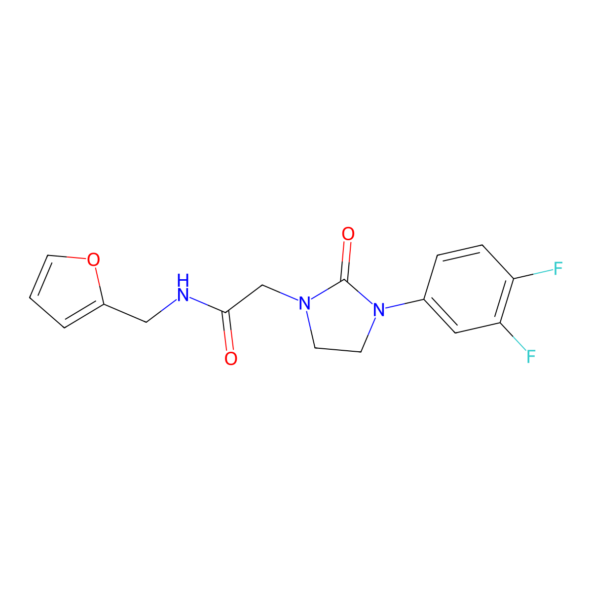 2-(3-(3,4-difluorophenyl)-2-oxoimidazolidin-1-yl)-N-(furan-2-ylmethyl)acetamide molecular structure, CAS 1251544-56-5