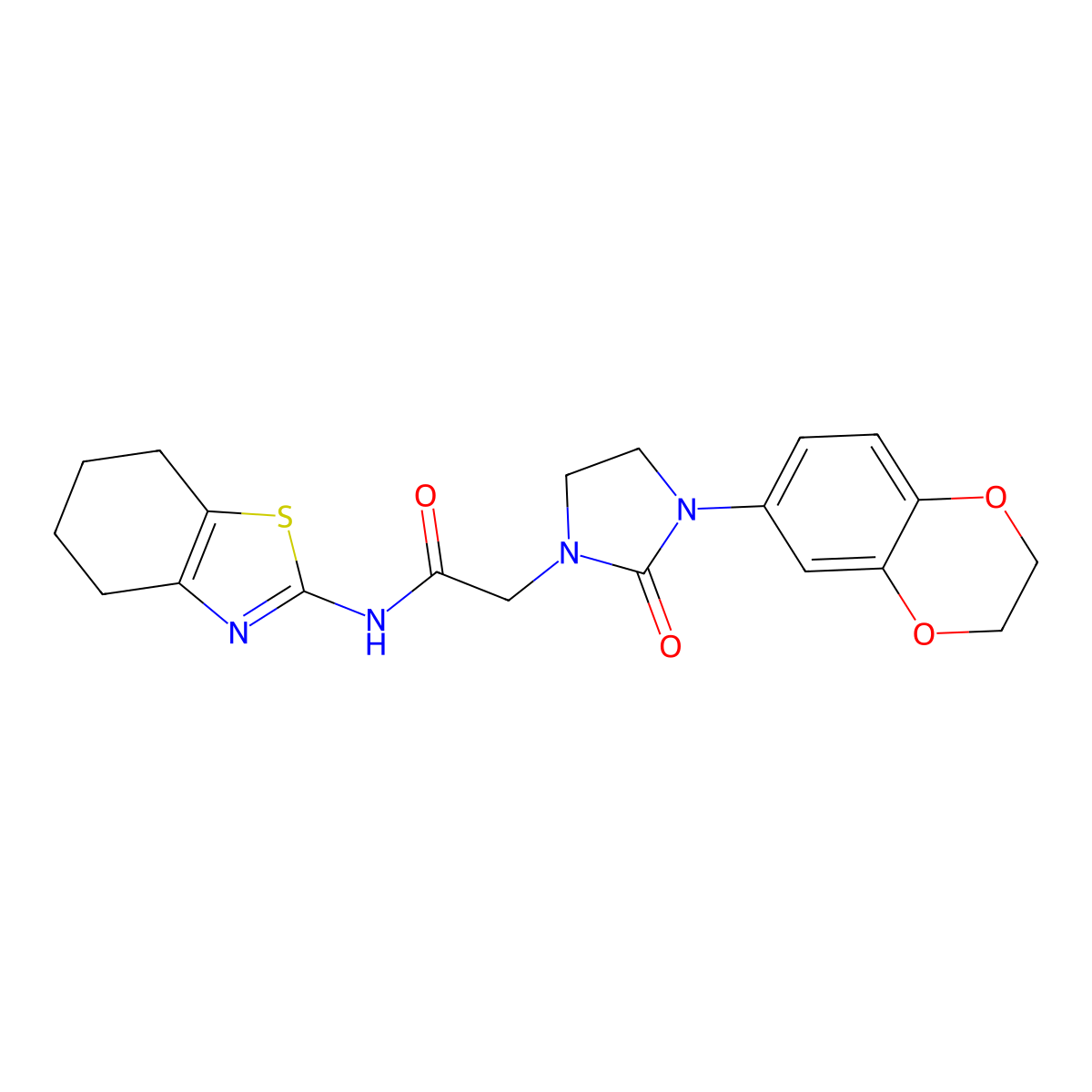 2-(3-(2,3-dihydrobenzo[b][1,4]dioxin-6-yl)-2-oxoimidazolidin-1-yl)-N-(4,5,6,7-tetrahydrobenzo[d]thiazol-2-yl)acetamide molecular structure, CAS 1251544-64-5