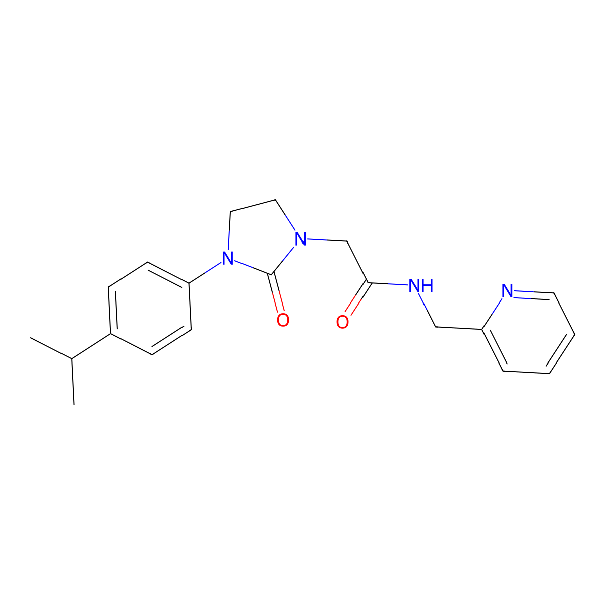 2-(3-(4-isopropylphenyl)-2-oxoimidazolidin-1-yl)-N-(pyridin-2-ylmethyl)acetamide molecular structure, CAS 1251544-68-9