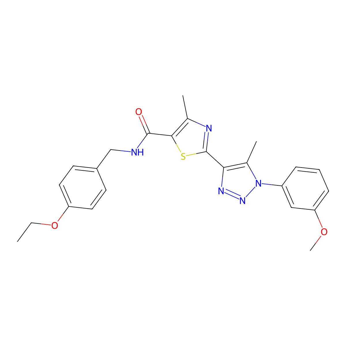N-(4-ethoxybenzyl)-2-(1-(3-methoxyphenyl)-5-methyl-1H-1,2,3-triazol-4-yl)-4-methylthiazole-5-carboxamide molecular structure, CAS 1251544-69-0