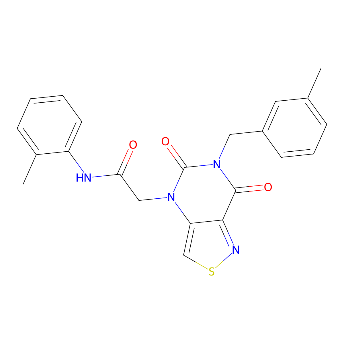 2-(6-(3-methylbenzyl)-5,7-dioxo-6,7-dihydroisothiazolo[4,3-d]pyrimidin-4(5H)-yl)-N-(o-tolyl)acetamide molecular structure, CAS 1251544-73-6