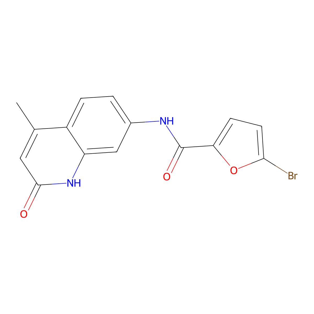 5-bromo-N-(4-methyl-2-oxo-1,2-dihydroquinolin-7-yl)furan-2-carboxamide molecular structure, CAS 1251544-89-4