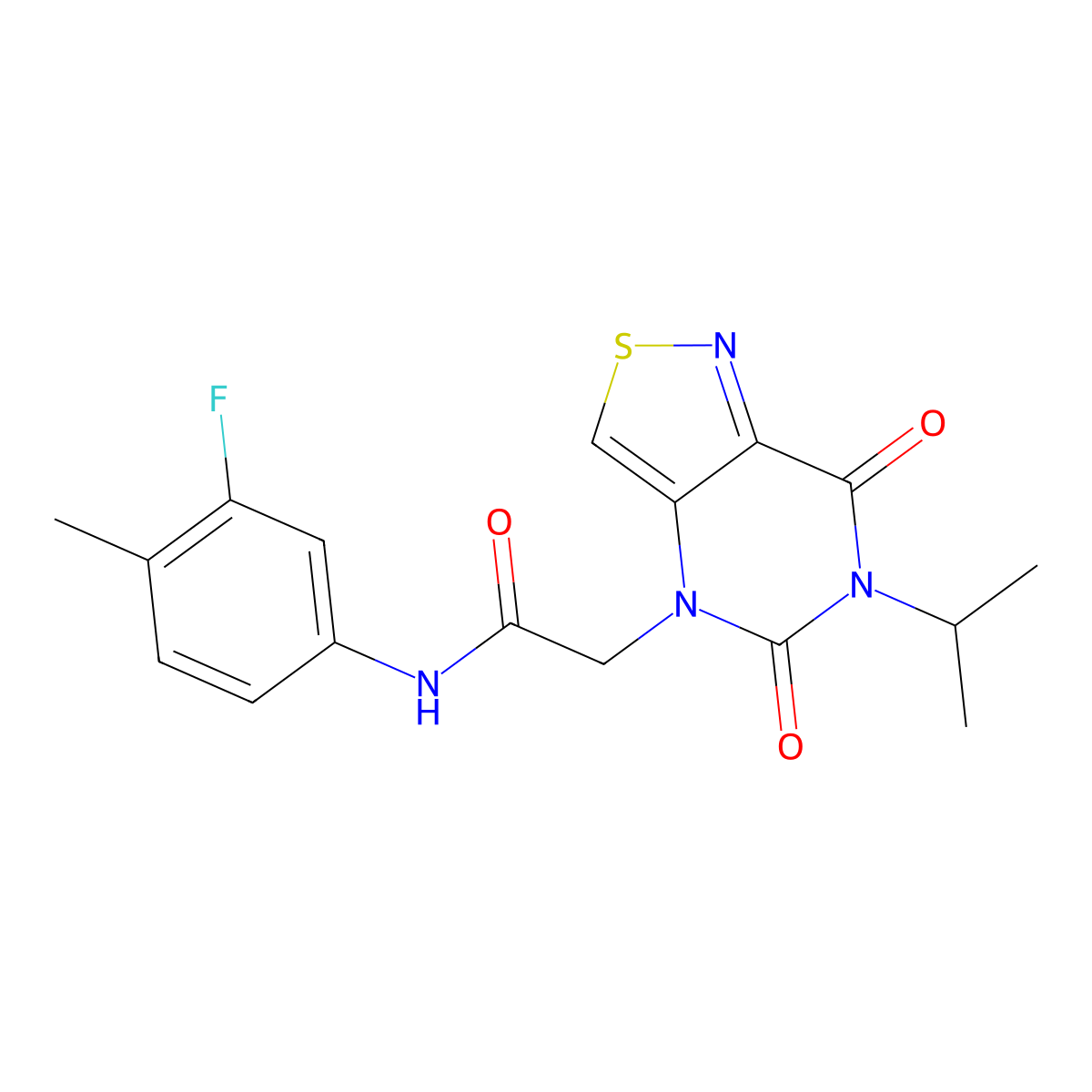 N-(3-fluoro-4-methylphenyl)-2-(6-isopropyl-5,7-dioxo-6,7-dihydroisothiazolo[4,3-d]pyrimidin-4(5H)-yl)acetamide molecular structure, CAS 1251544-94-1