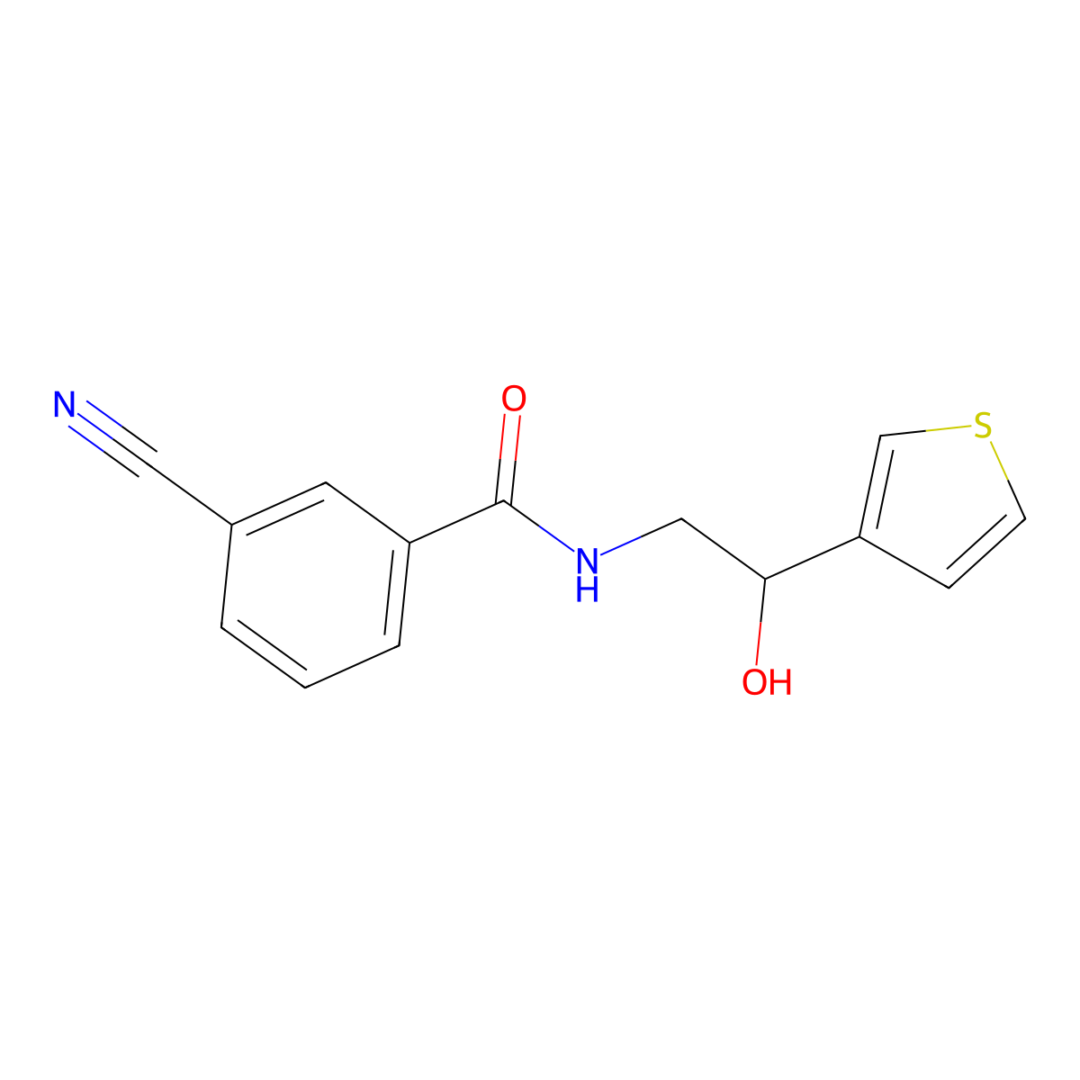 3-cyano-N-(2-hydroxy-2-(thiophen-3-yl)ethyl)benzamide molecular structure, CAS 1251544-95-2