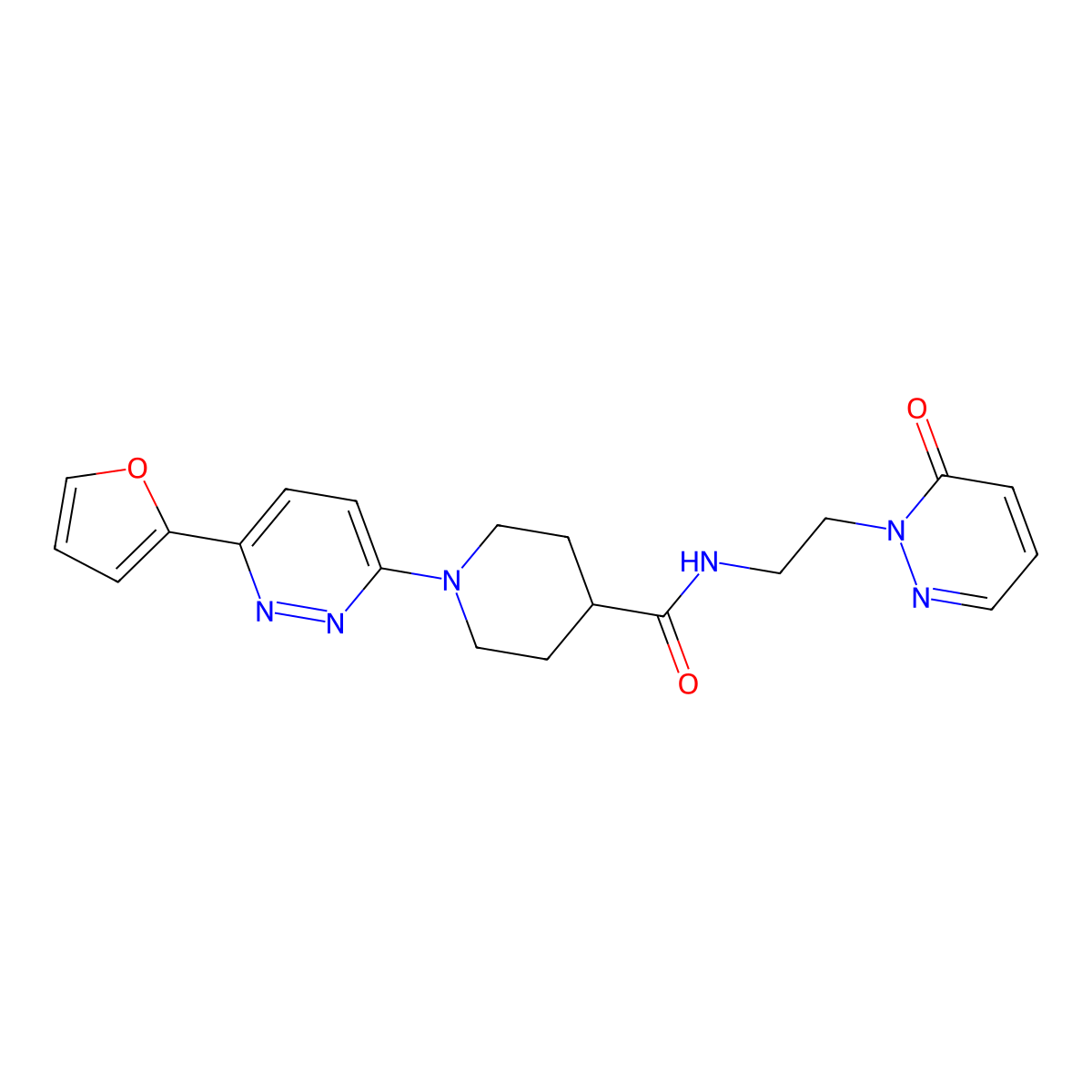 1-(6-(furan-2-yl)pyridazin-3-yl)-N-(2-(6-oxopyridazin-1(6H)-yl)ethyl)piperidine-4-carboxamide molecular structure, CAS 1251545-08-0