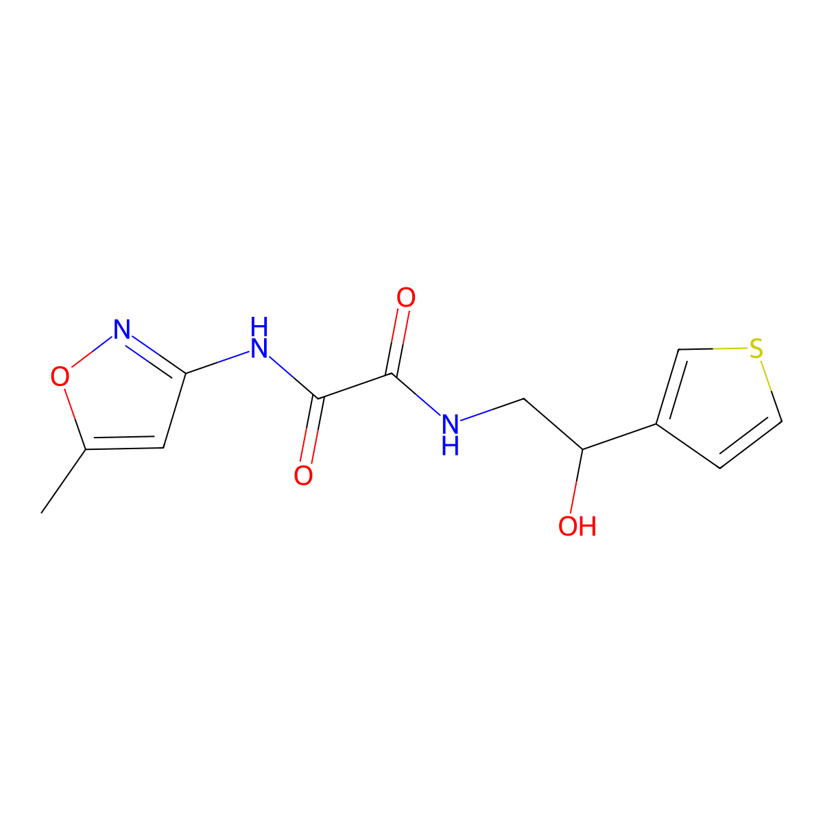 N1-(2-hydroxy-2-(thiophen-3-yl)ethyl)-N2-(5-methylisoxazol-3-yl)oxalamide molecular structure, CAS 1251545-10-4