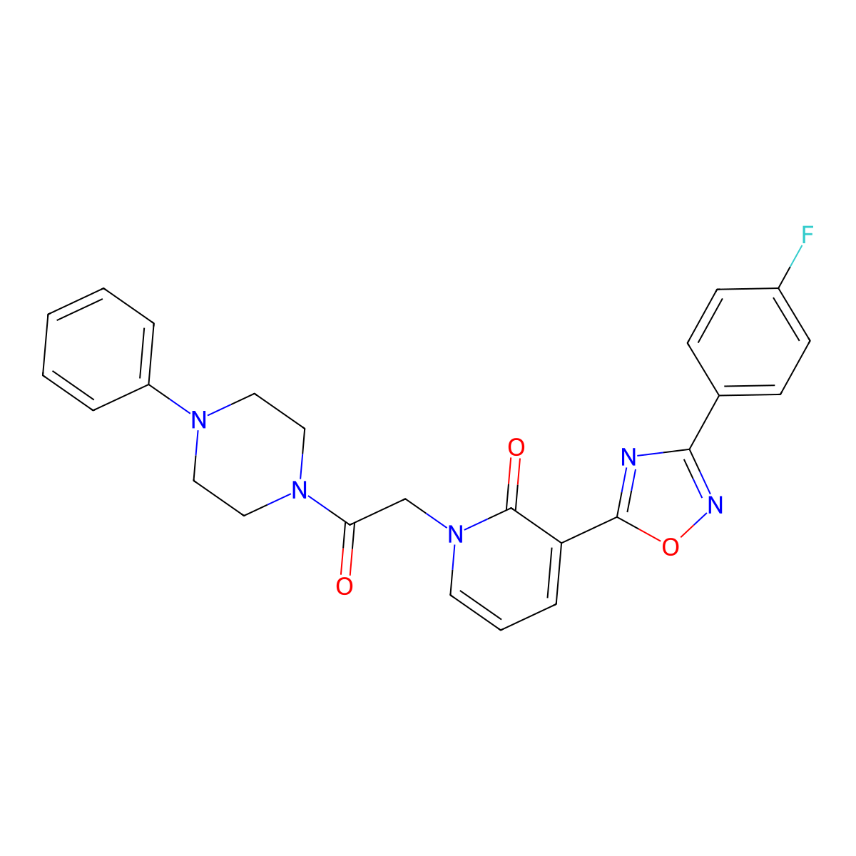 3-(3-(4-fluorophenyl)-1,2,4-oxadiazol-5-yl)-1-(2-oxo-2-(4-phenylpiperazin-1-yl)ethyl)pyridin-2(1H)-one molecular structure, CAS 1251545-14-8
