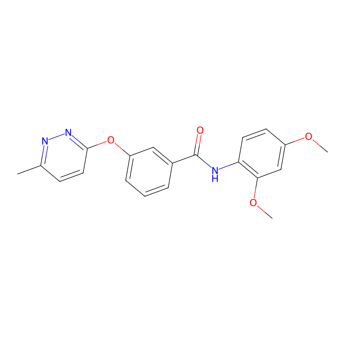 N-(2,4-dimethoxyphenyl)-3-((6-methylpyridazin-3-yl)oxy)benzamide molecular structure, CAS 1251545-23-9