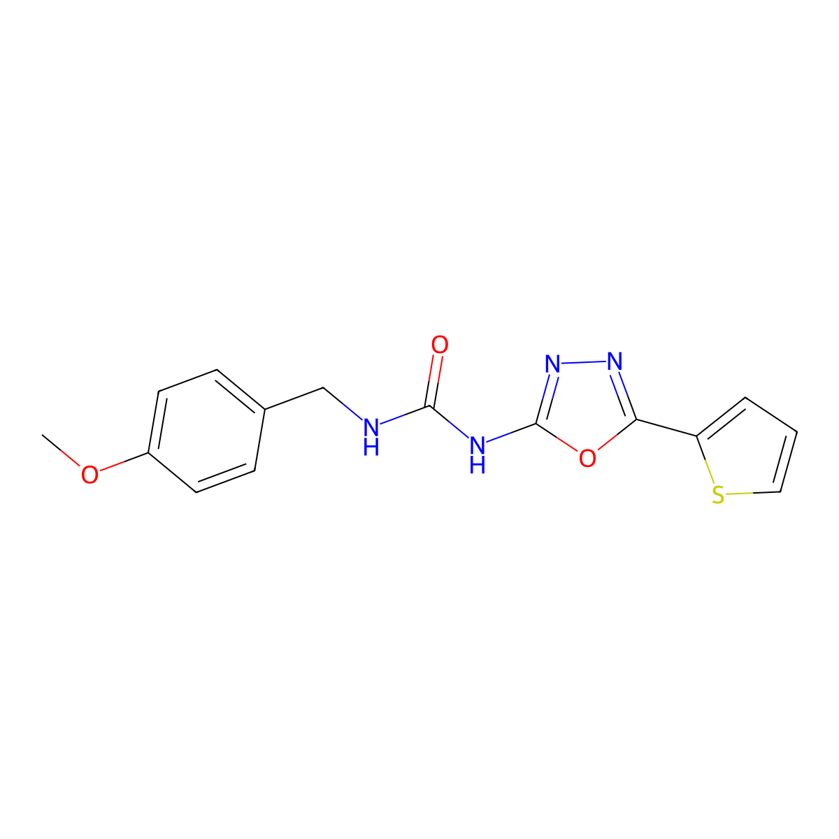 1-(4-Methoxybenzyl)-3-(5-(thiophen-2-yl)-1,3,4-oxadiazol-2-yl)urea molecular structure, CAS 1251545-36-4