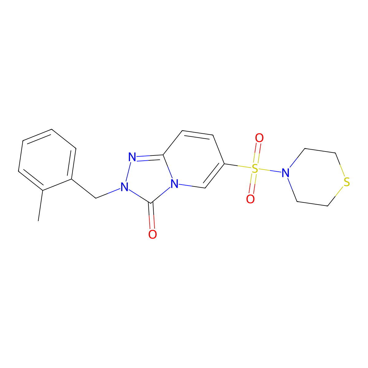 2-(2-methylbenzyl)-6-(thiomorpholinosulfonyl)-[1,2,4]triazolo[4,3-a]pyridin-3(2H)-one molecular structure, CAS 1251545-39-7