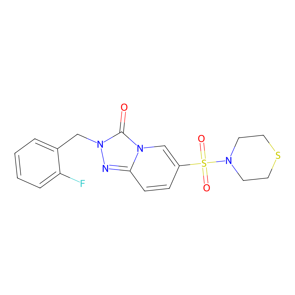 2-(2-fluorobenzyl)-6-(thiomorpholinosulfonyl)-[1,2,4]triazolo[4,3-a]pyridin-3(2H)-one molecular structure, CAS 1251545-44-4
