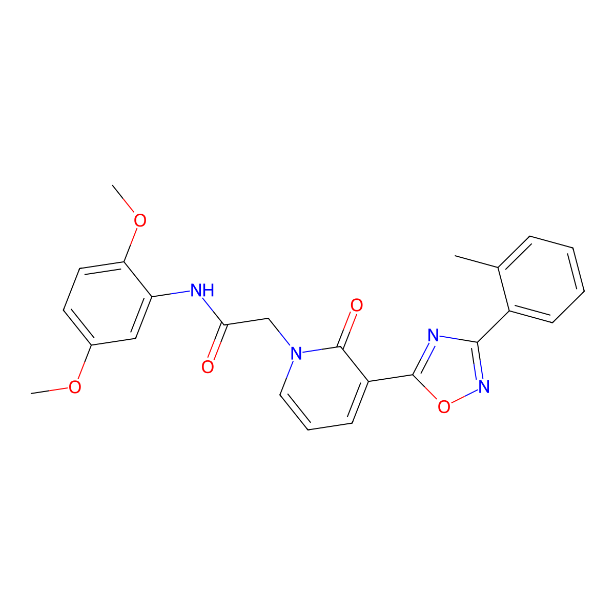 N-(2,5-dimethoxyphenyl)-2-{3-[3-(2-methylphenyl)-1,2,4-oxadiazol-5-yl]-2-oxo-1,2-dihydropyridin-1-yl}acetamide molecular structure, CAS 1251545-49-9