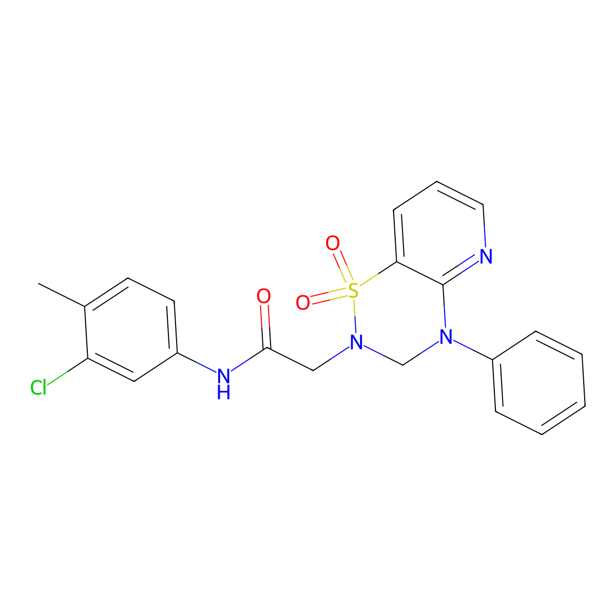 N-(3-chloro-4-methylphenyl)-2-(1,1-dioxido-4-phenyl-3,4-dihydro-2H-pyrido[2,3-e][1,2,4]thiadiazin-2-yl)acetamide molecular structure, CAS 1251545-50-2