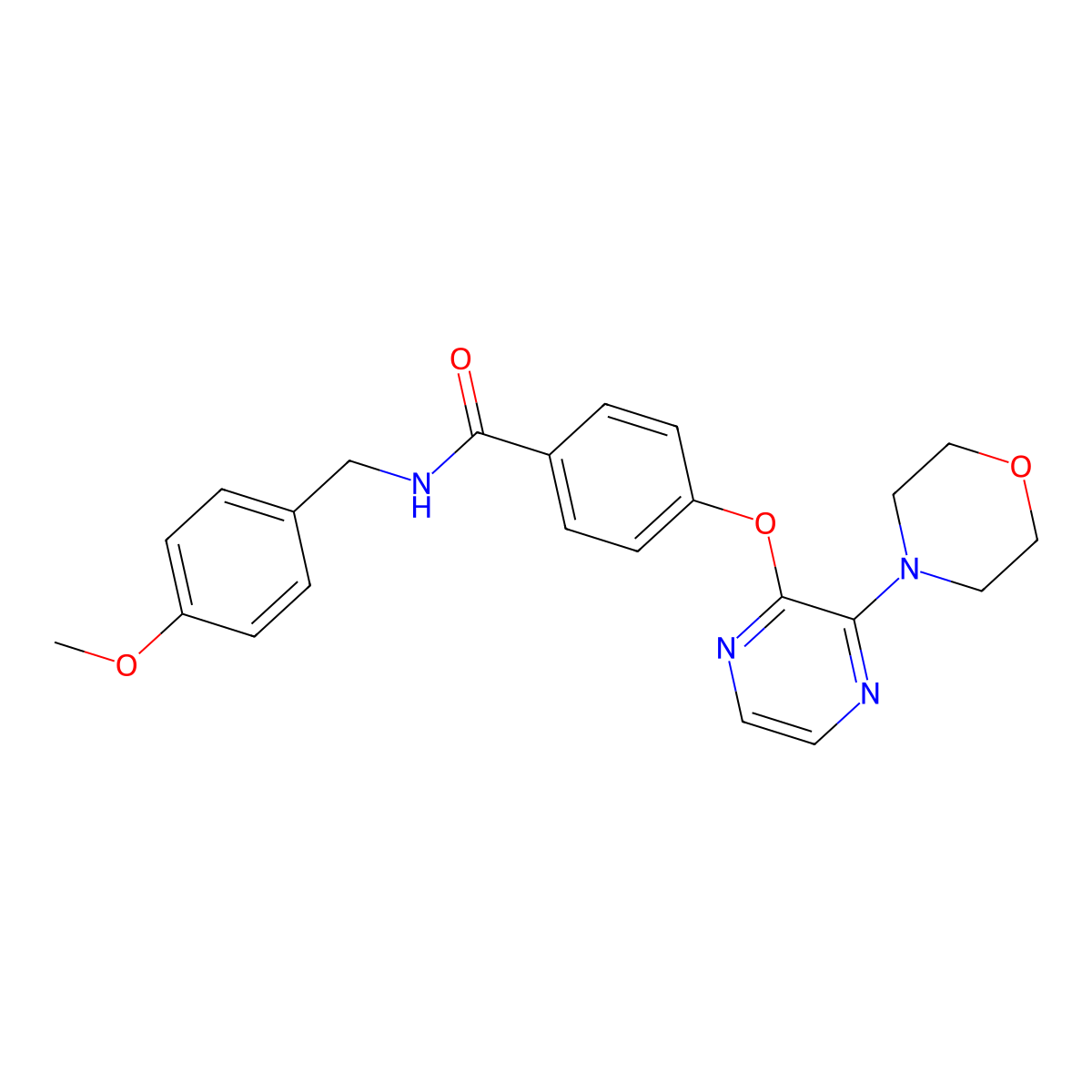 N-(4-methoxybenzyl)-4-[(3-morpholin-4-ylpyrazin-2-yl)oxy]benzamide molecular structure, CAS 1251545-70-6