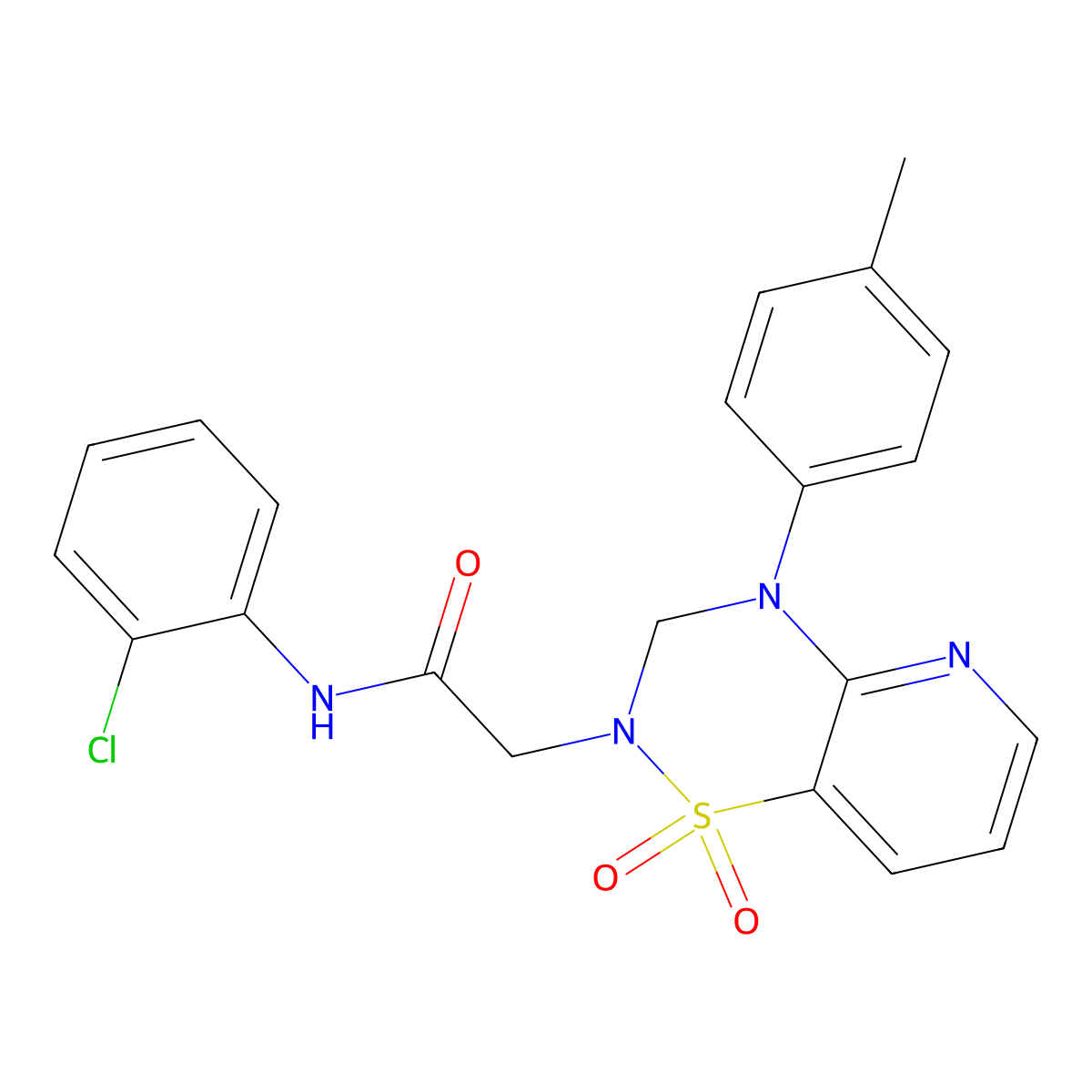 N-(2-chlorophenyl)-2-(1,1-dioxido-4-(p-tolyl)-3,4-dihydro-2H-pyrido[2,3-e][1,2,4]thiadiazin-2-yl)acetamide molecular structure, CAS 1251545-72-8