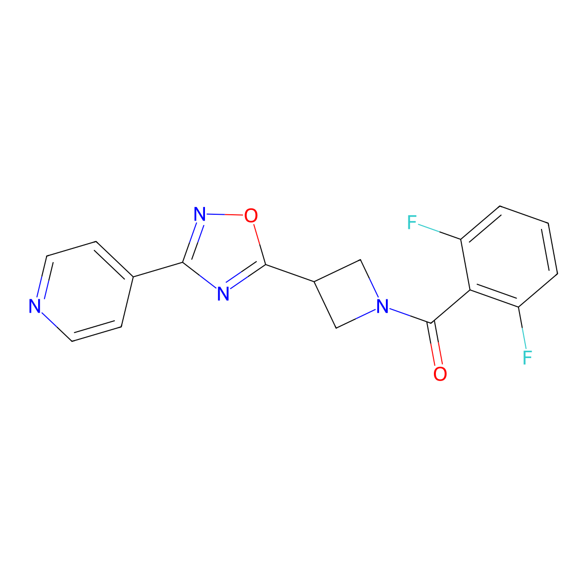 (2,6-Difluorophenyl)(3-(3-(pyridin-4-yl)-1,2,4-oxadiazol-5-yl)azetidin-1-yl)methanone molecular structure, CAS 1251545-73-9