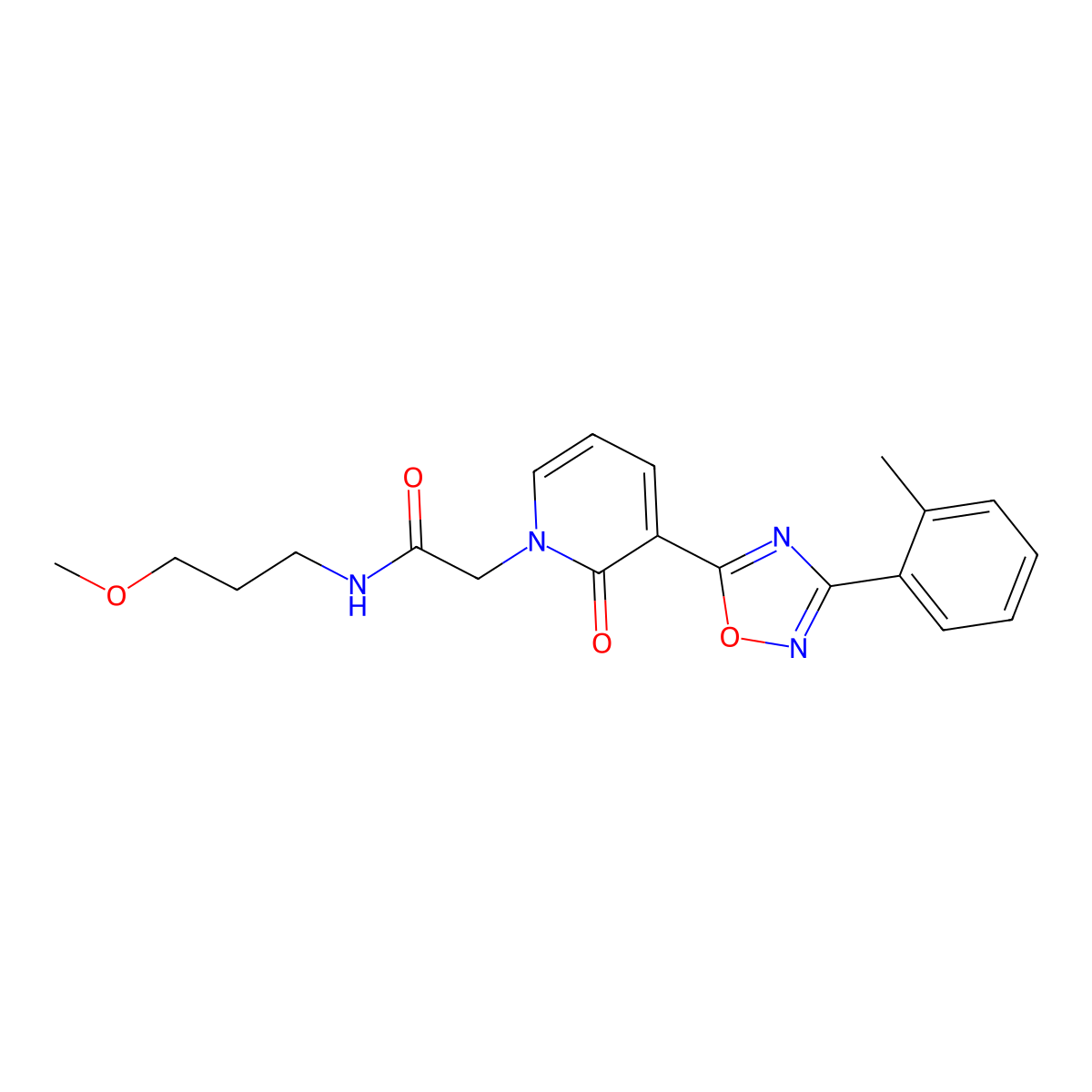 N-(3-methoxypropyl)-2-(2-oxo-3-(3-(o-tolyl)-1,2,4-oxadiazol-5-yl)pyridin-1(2H)-yl)acetamide molecular structure, CAS 1251545-76-2