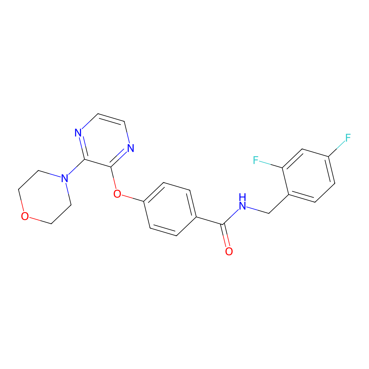 N-(2,4-difluorobenzyl)-4-[(3-morpholin-4-ylpyrazin-2-yl)oxy]benzamide molecular structure, CAS 1251545-78-4