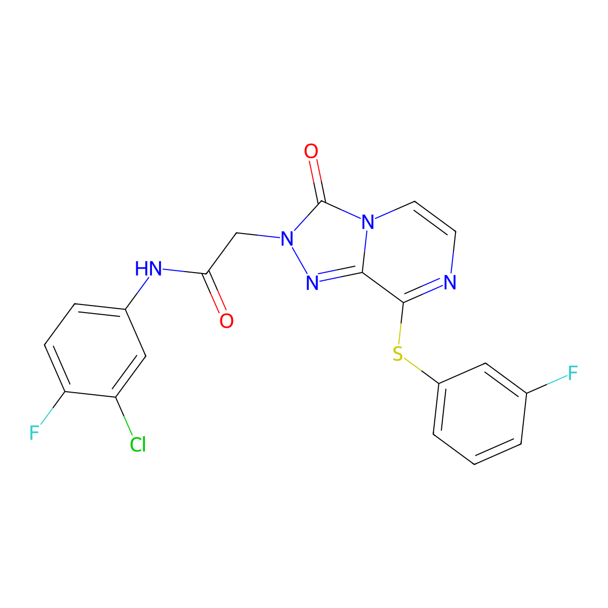 N-(3-chloro-4-fluorophenyl)-2-(8-((3-fluorophenyl)thio)-3-oxo-[1,2,4]triazolo[4,3-a]pyrazin-2(3H)-yl)acetamide molecular structure, CAS 1251545-83-1
