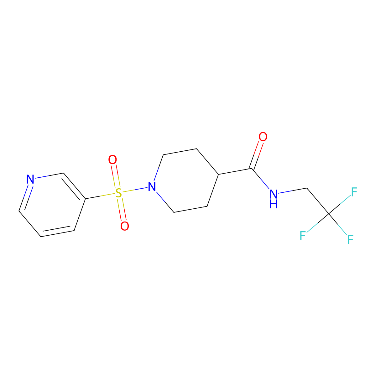 1-(pyridin-3-ylsulfonyl)-N-(2,2,2-trifluoroethyl)piperidine-4-carboxamide molecular structure, CAS 1251545-84-2